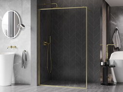 Mexen Kioto-XF douchewand Walk-in met frame 110 x 202 cm, transparant 10 mm, goud geborsteld - 800-110-104-55-00-X