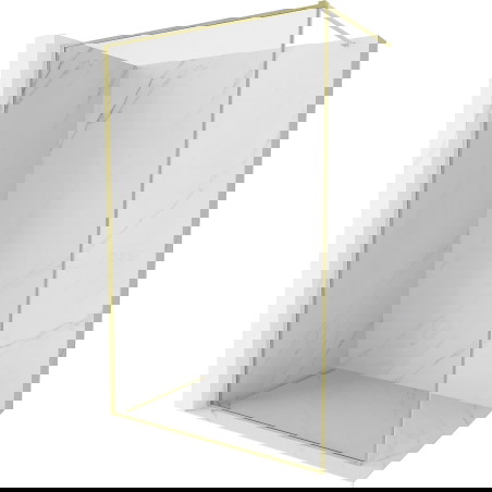 Mexen Kioto-XF Stenska tuš kabina Walk-in z okvirjem 140 x 202 cm, prozorna 10 mm, zlata brušena - 800-140-104-55-00-X
