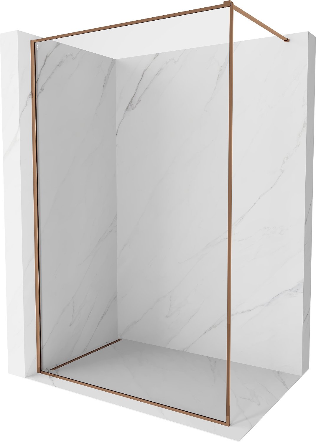 Mexen Kioto-XF ścianka prysznicowa Walk-in z ramką 50 x 202 cm, transparent 10 mm, różowe złoto - 800-050-104-60-00-X