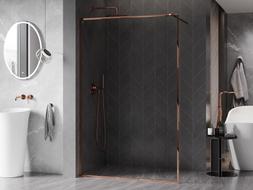 Mexen Kioto-XF dušisein Walk-in raamiga 50 x 202 cm, läbipaistev 10 mm, roosa kuld - 800-050-104-60-00-X