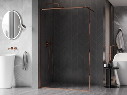 Mexen Kioto-XF dušši Walk-in raamiga 60 x 202 cm, läbipaistev 10 mm, roosa kuld - 800-060-104-60-00-X