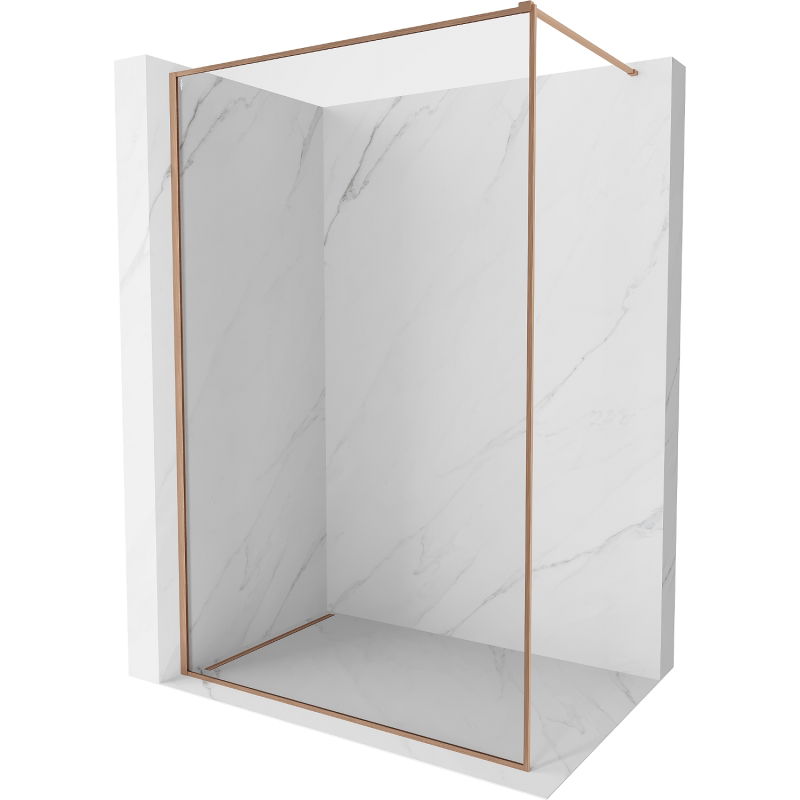 Mexen Kioto-XF parede de duche Walk-in com moldura 90 x 202 cm, transparente 10 mm, cobre escovado - 800-090-104-65-00-X