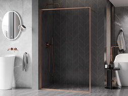 Mexen Kioto-XF douchewand Walk-in met frame 100 x 202 cm, transparant 10 mm, geborsteld koper - 800-100-104-65-00-X