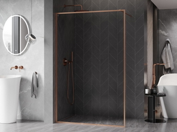 Mexen Kioto-XF Zid tuš kade Walk-in s okvirom 110 x 202 cm, prozirna 10 mm, brušeni bakar - 800-110-104-65-00-X