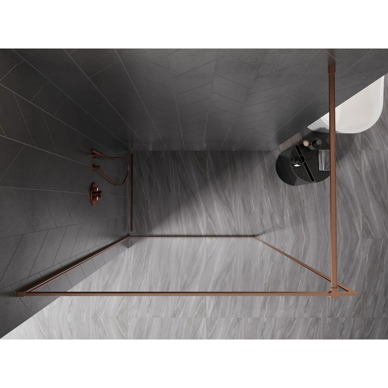 Mexen Kioto-XF tuš zid Walk-in s okvirom 150 x 202 cm, transparentan 10 mm, brušeni bakar - 800-150-104-65-00-X