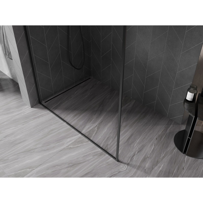Mexen Kioto-XF ścianka prysznicowa Walk-in z ramką 120 x 202 cm, transparent 10 mm, czarna - 800-120-104-70-00-X