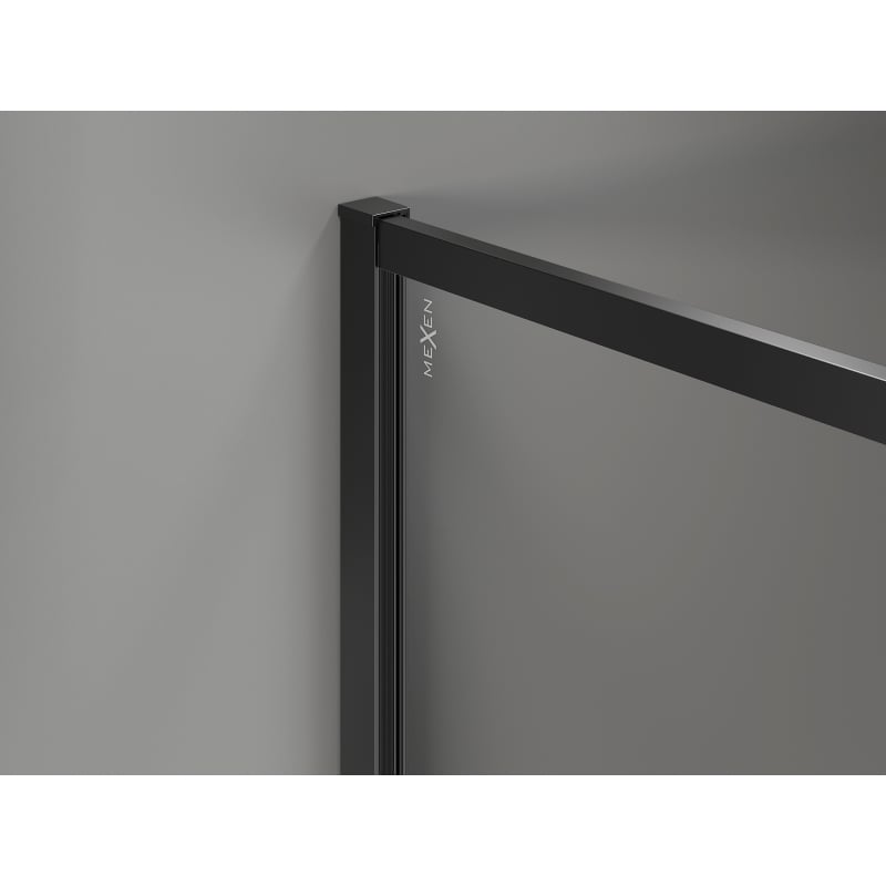 Mexen Kioto-XF ścianka prysznicowa Walk-in z ramką 120 x 202 cm, transparent 10 mm, czarna - 800-120-104-70-00-X
