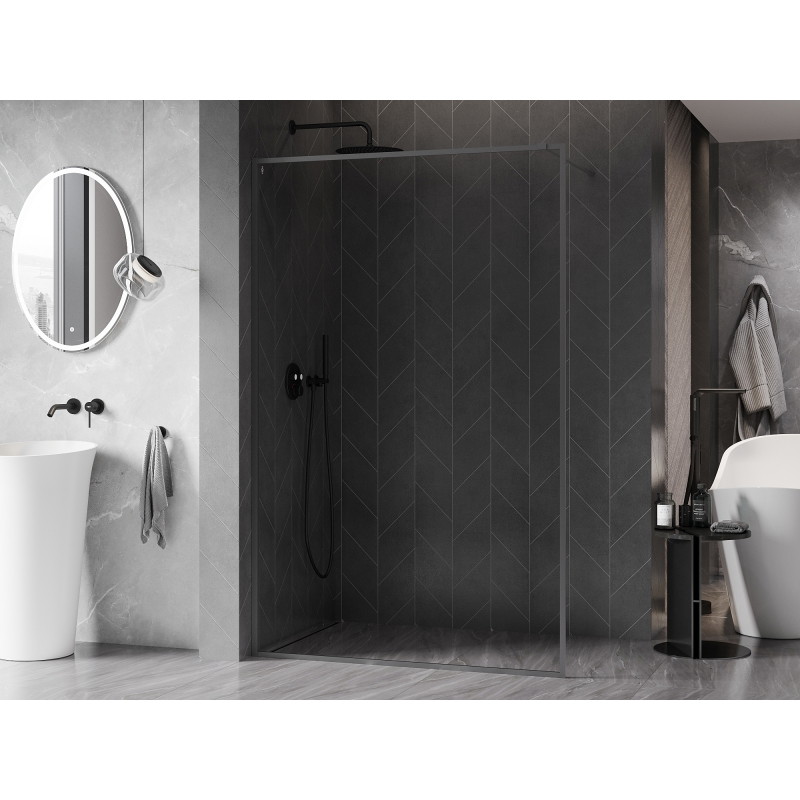 Mexen Kioto-XF dušisein Walk-in raamiga 100 x 202 cm, läbipaistev 10 mm, gun metal - 800-100-104-95-00-X