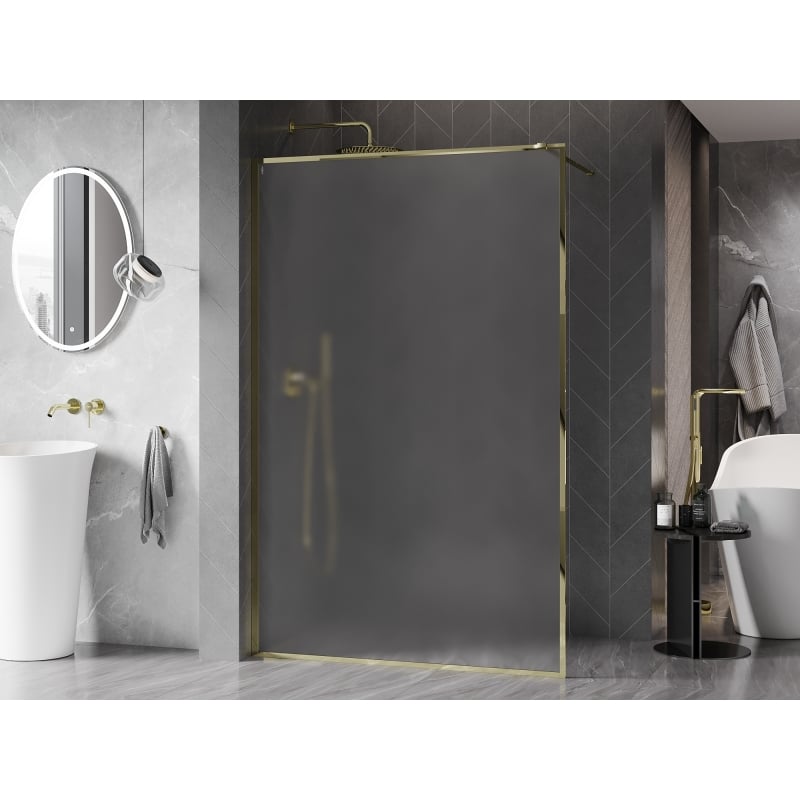 Mexen Kioto-XF Walk-in dušiseinaga raamiga 70 x 202 cm, härmatis 10 mm, kuldne - 800-070-104-50-30-X