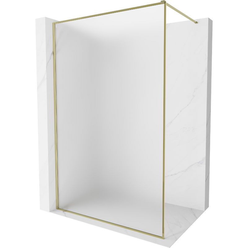 Mexen Kioto-XF Duschwand Walk-in mit Rahmen 140 x 202 cm, Frost 10 mm, Gold - 800-140-104-50-30-X