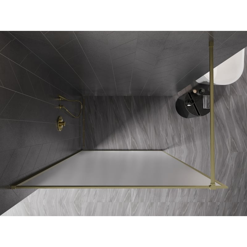 Mexen Kioto-XF dušinurk Walk-in raamiga 80 x 202 cm, matt 10 mm, kuldne harjatud - 800-080-104-55-30-X