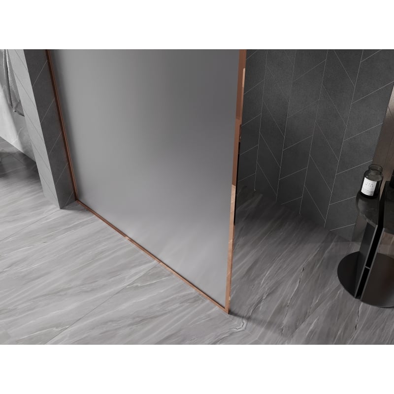 Mexen Kioto-XF mampara de ducha Walk-in con marco 50 x 202 cm, escarcha 10 mm, oro rosa - 800-050-104-60-30-X