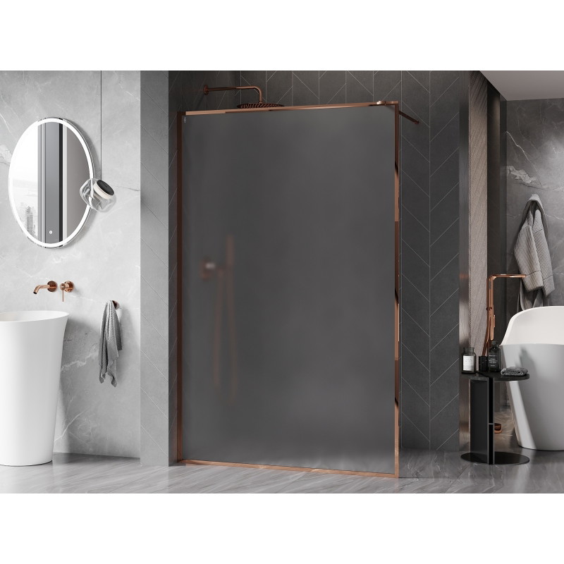 Mexen Kioto-XF dušisein Walk-in raamiga 100 x 202 cm, härmatis 10 mm, roosa kuld - 800-100-104-60-30-X