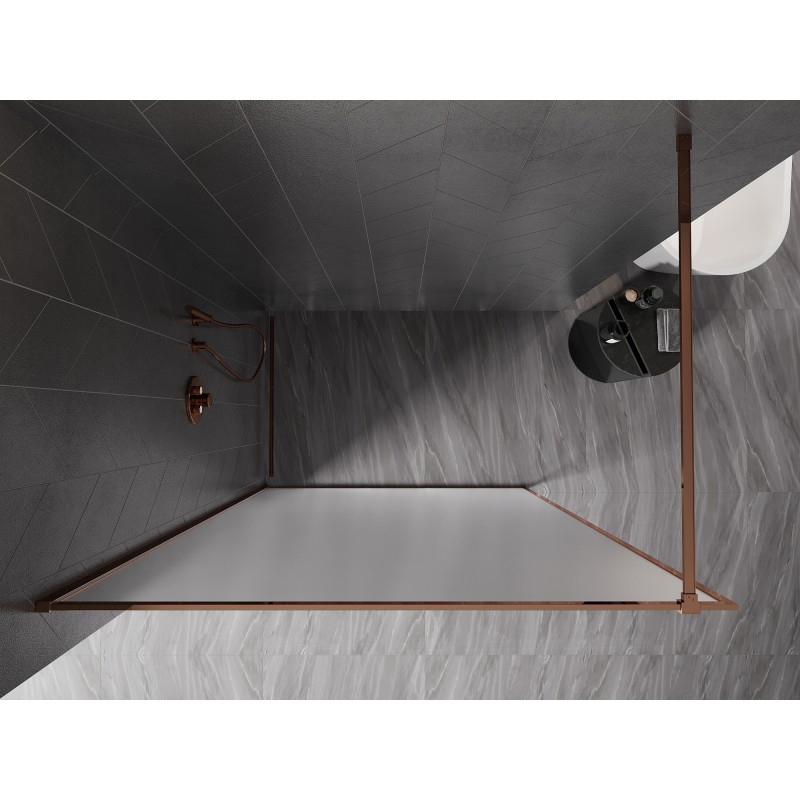 Mexen Kioto-XF dušisein Walk-in raamiga 100 x 202 cm, härmatis 10 mm, roosa kuld - 800-100-104-60-30-X