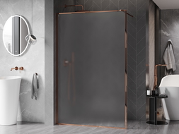 Mexen Kioto-XF Duschwand Walk-In mit Rahmen 150 x 202 cm, Mattglas 10 mm, Roségold - 800-150-104-60-30-X