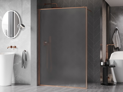 Mexen Kioto-XF panel de ducha Walk-in con marco 50 x 202 cm, escarcha 10 mm, cobre cepillado - 800-050-104-65-30-X