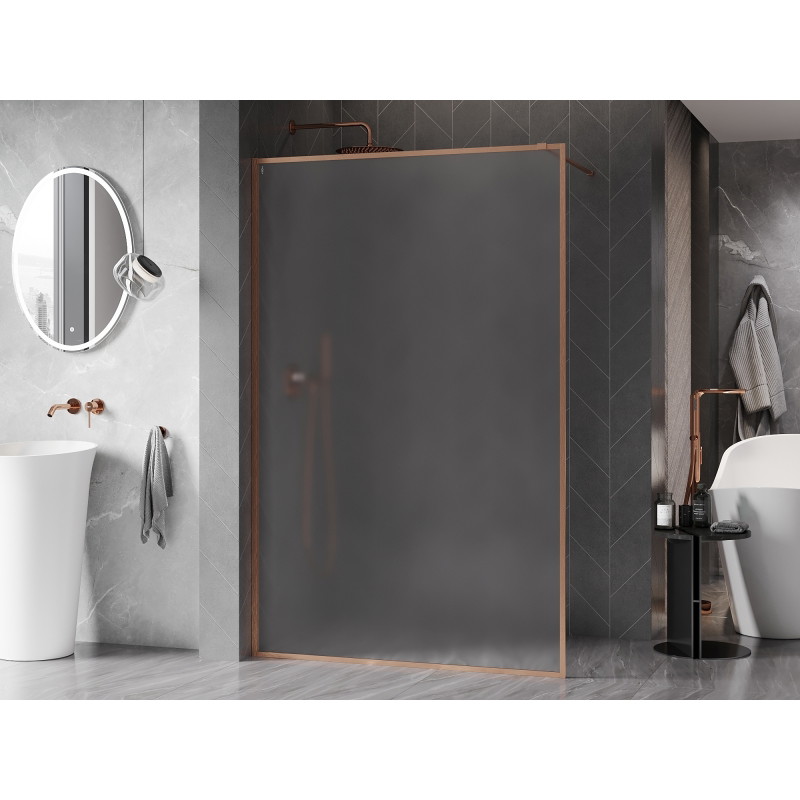 Mexen Kioto-XF Walk-in dušisein raamiga 130 x 202 cm, härmatis 10 mm, harjatud vask - 800-130-104-65-30-X