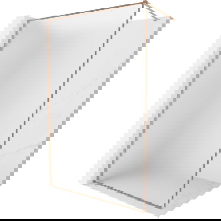 Mexen Kioto-XF douchewand Walk-in met frame 150 x 202 cm, geëtst glas 10 mm, geborsteld koper - 800-150-104-65-30-X