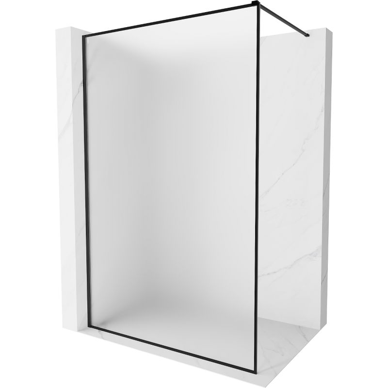 Mexen Kioto-XF Duschwand Walk-in mit Rahmen 130 x 202 cm, Frost 10 mm, schwarz - 800-130-104-70-30-X