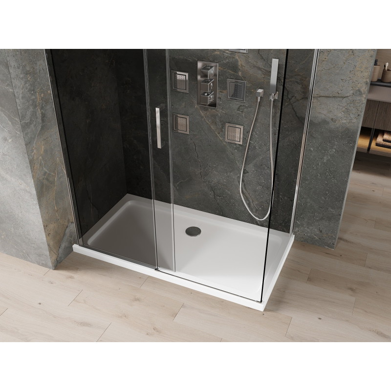 Mexen Omega libistatav dušikabiin 130 x 70 cm, grafiit, kroom + Flat alus, valge - 825-130-070-01-40-4010