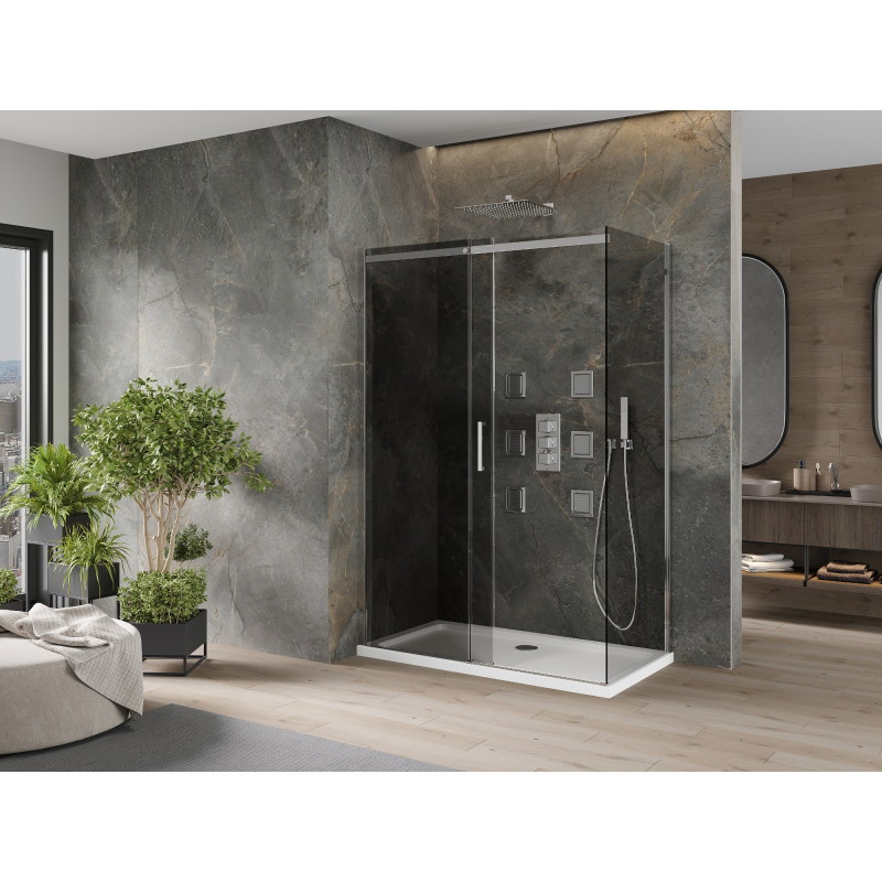 Mexen Omega libistatav dušikabiin 130 x 70 cm, grafiit, kroom + Flat alus, valge - 825-130-070-01-40-4010