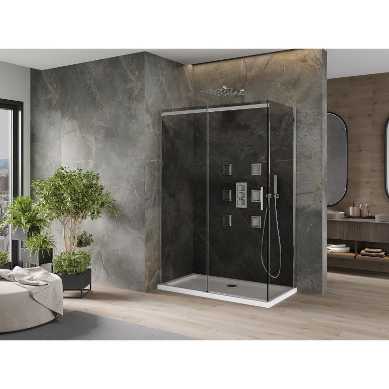 Mexen Omega libistatav dušikabiin 130 x 70 cm, grafiit, kroom + Flat alus, valge - 825-130-070-01-40-4010
