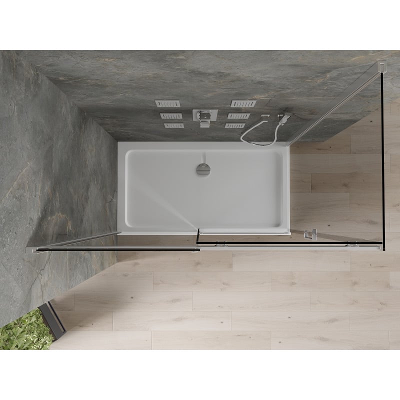 Mexen Omega kabina prysznicowa rozsuwana 130 x 70 cm, grafit, chrom + brodzik Flat, bialy - 825-130-070-01-40-4010