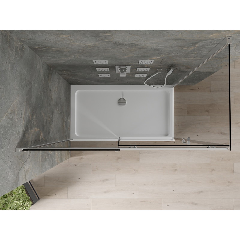 Mexen Omega libistatav dušikabiin 130 x 70 cm, grafiit, kroom + Flat alus, valge - 825-130-070-01-40-4010