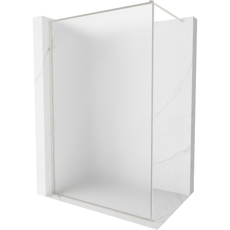 Mexen Kioto-XF Walk-in Shower Screen with Frame 60 x 202 cm, Frosted 10 mm, Brushed Nickel - 800-060-104-97-30-X