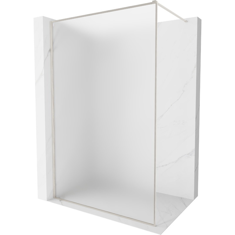 Mexen Kioto-XF zidna ploča za tuš Walk-in s okvirom 60 x 202 cm, mat 10 mm, brušeni nikal - 800-060-104-97-30-X