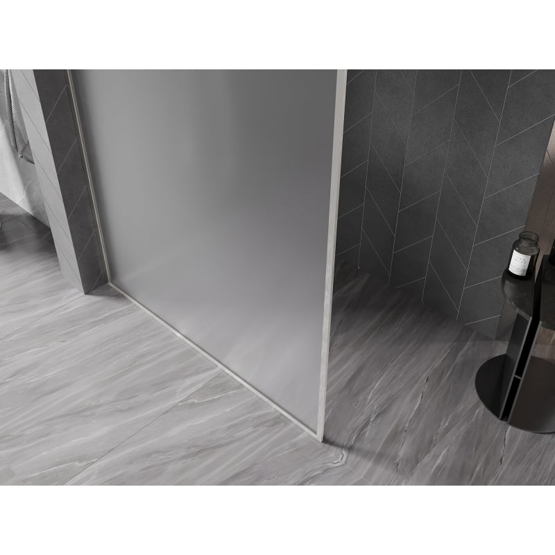 Mexen Kioto-XF Paroi de douche Walk-in avec cadre 90 x 202 cm, givre 10 mm, nickel brossé - 800-090-104-97-30-X