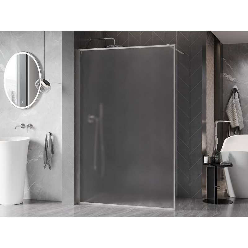 Mexen Kioto-XF Walk-in Shower Screen with Frame 110 x 202 cm, Frosted 10 mm, Brushed Nickel - 800-110-104-97-30-X