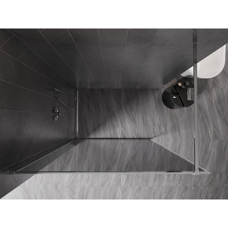 Mexen Kioto-XF Walk-in Shower Wall with Frame 80 x 202 cm, Graphite 10 mm, Chrome - 800-080-104-01-40-X