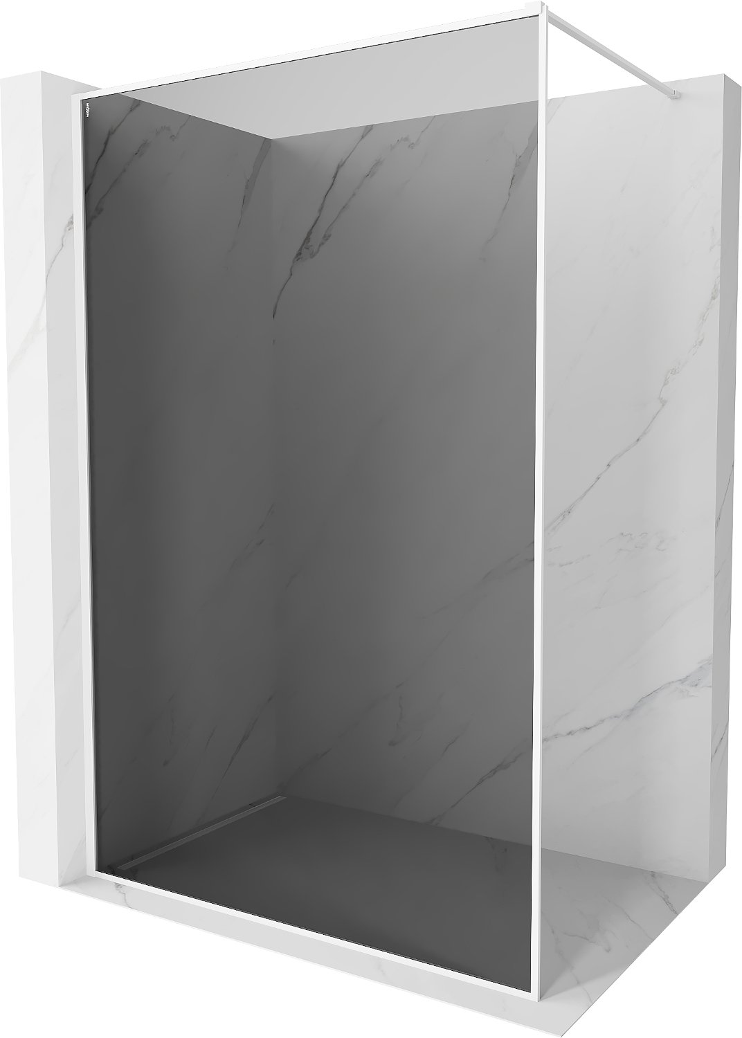 Mexen Kioto-XF ścianka prysznicowa Walk-in z ramką 50 x 202 cm, grafit 10 mm, biała - 800-050-104-20-40-X