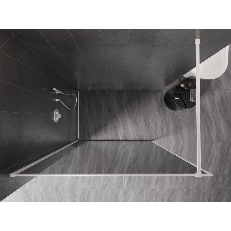 Mexen Kioto-XF Walk-in dušisein raamiga 130 x 202 cm, grafiit 10 mm, valge - 800-130-104-20-40-X