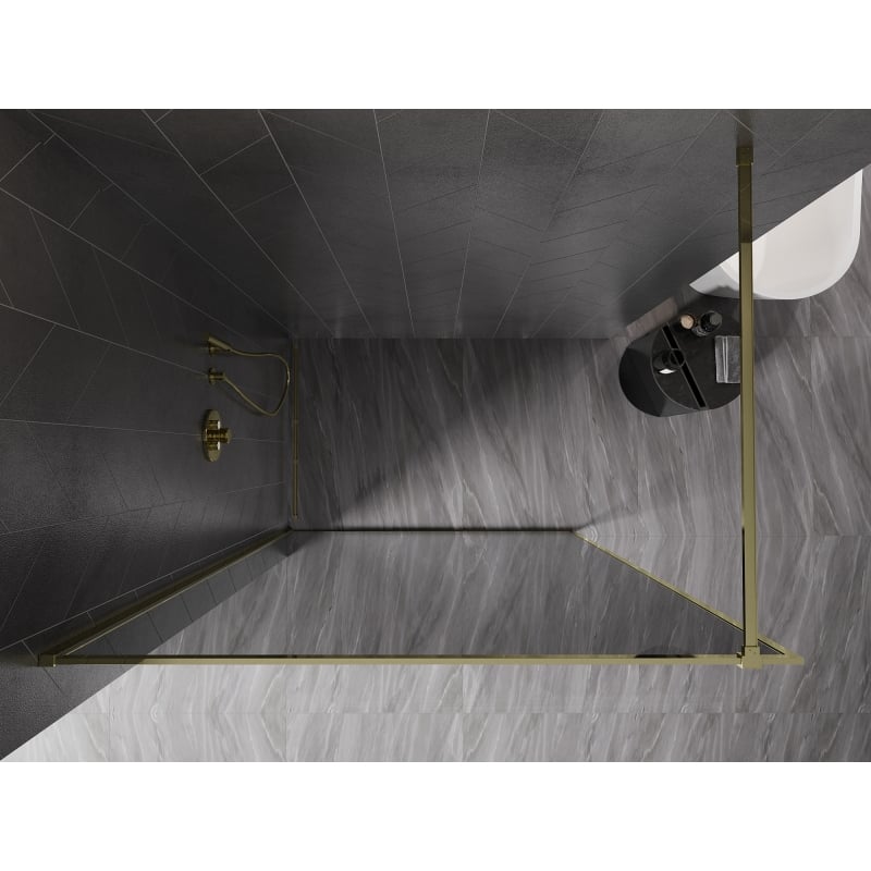Mexen Kioto-XF paroi de douche Walk-in avec cadre 80 x 202 cm, graphite 10 mm, doré - 800-080-104-50-40-X