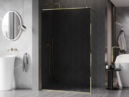 Mexen Kioto-XF Staklena pregrada za tuš Walk-in s okvirom 100 x 202 cm, grafit 10 mm, zlato - 800-100-104-50-40-X