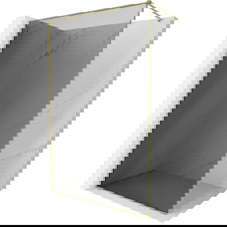 Mexen Kioto-XF Walk-in-Duschwand mit Rahmen 150 x 202 cm, graphit 10 mm, gold - 800-150-104-50-40-X