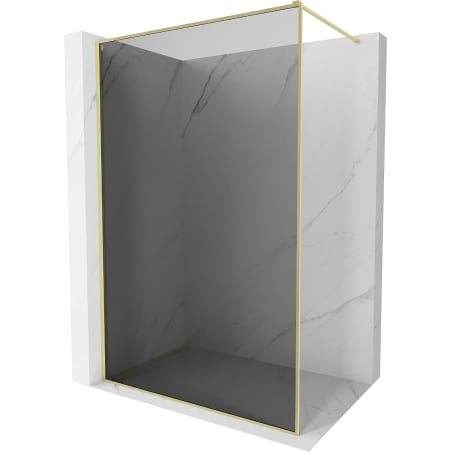 Mexen Kioto-XF Walk-in Shower Wall with Frame 80 x 202 cm, Graphite 10 mm, Brushed Gold - 800-080-104-55-40-X