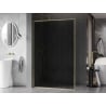 Mexen Kioto-XF Walk-in Shower Wall with Frame 120 x 202 cm, Graphite 10 mm, Brushed Gold - 800-120-104-55-40-X