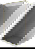 Mexen Kioto-XF parede de chuveiro Walk-in com moldura 140 x 202 cm, grafite 10 mm, dourado escovado - 800-140-104-55-40-X