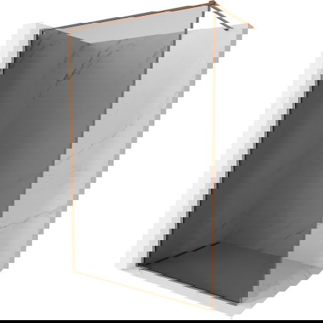 Mexen Kioto-XF Duschwand Walk-in mit Rahmen 70 x 202 cm, Graphit 10 mm, Roségold - 800-070-104-60-40-X