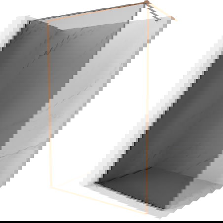 Mexen Kioto-XF suihkuseinä Walk-in kehyksellä 50 x 202 cm, grafiitti 10 mm, harjattu kupari - 800-050-104-65-40-X