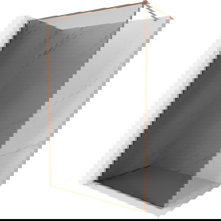 Mexen Kioto-XF Walk-in tuš stena z okvirjem 110 x 202 cm, grafit 10 mm, brušen baker - 800-110-104-65-40-X