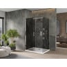 Mexen Omega cabine de douche coulissante 130 x 80 cm, graphite, chrome + receveur Flat, blanc - 825-130-080-01-40-4010