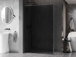 Mexen Kioto-XF Walk-in Shower Screen with Frame 70 x 202 cm, Graphite 10 mm, Brushed Gun Gray - 800-070-104-66-40-X