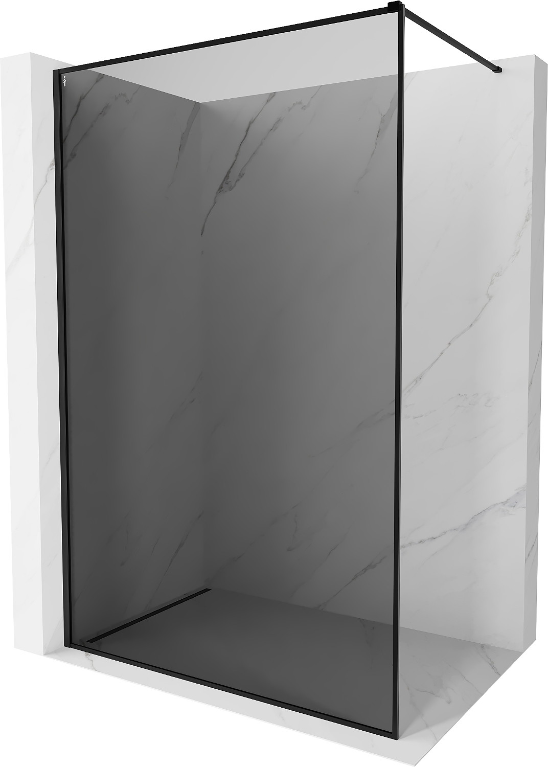 Mexen Kioto-XF ścianka prysznicowa Walk-in z ramką 140 x 202 cm, grafit 10 mm, czarna - 800-140-104-70-40-X