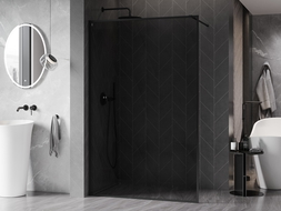 Mexen Kioto-XF Walk-In Duschwand mit Rahmen 140 x 202 cm, Graphit 10 mm, Schwarz - 800-140-104-70-40-X