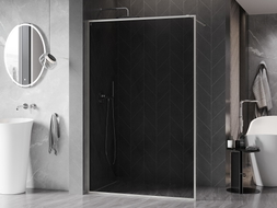 Mexen Kioto-XF Stijena za tuš kabinu Walk-in s okvirom 90 x 202 cm, grafit 10 mm, brušeni nikal - 800-090-104-97-40-X