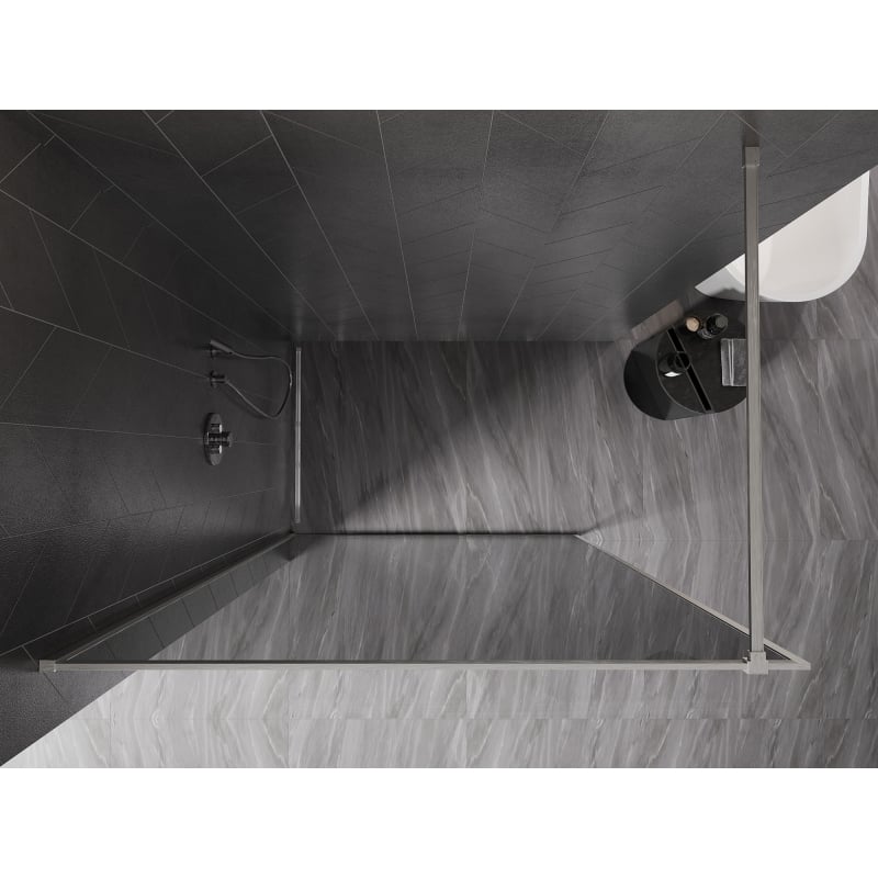Mexen Kioto-XF Walk-in dušisein raamiga 100 x 202 cm, grafiit 10 mm, harjatud nikkel - 800-100-104-97-40-X